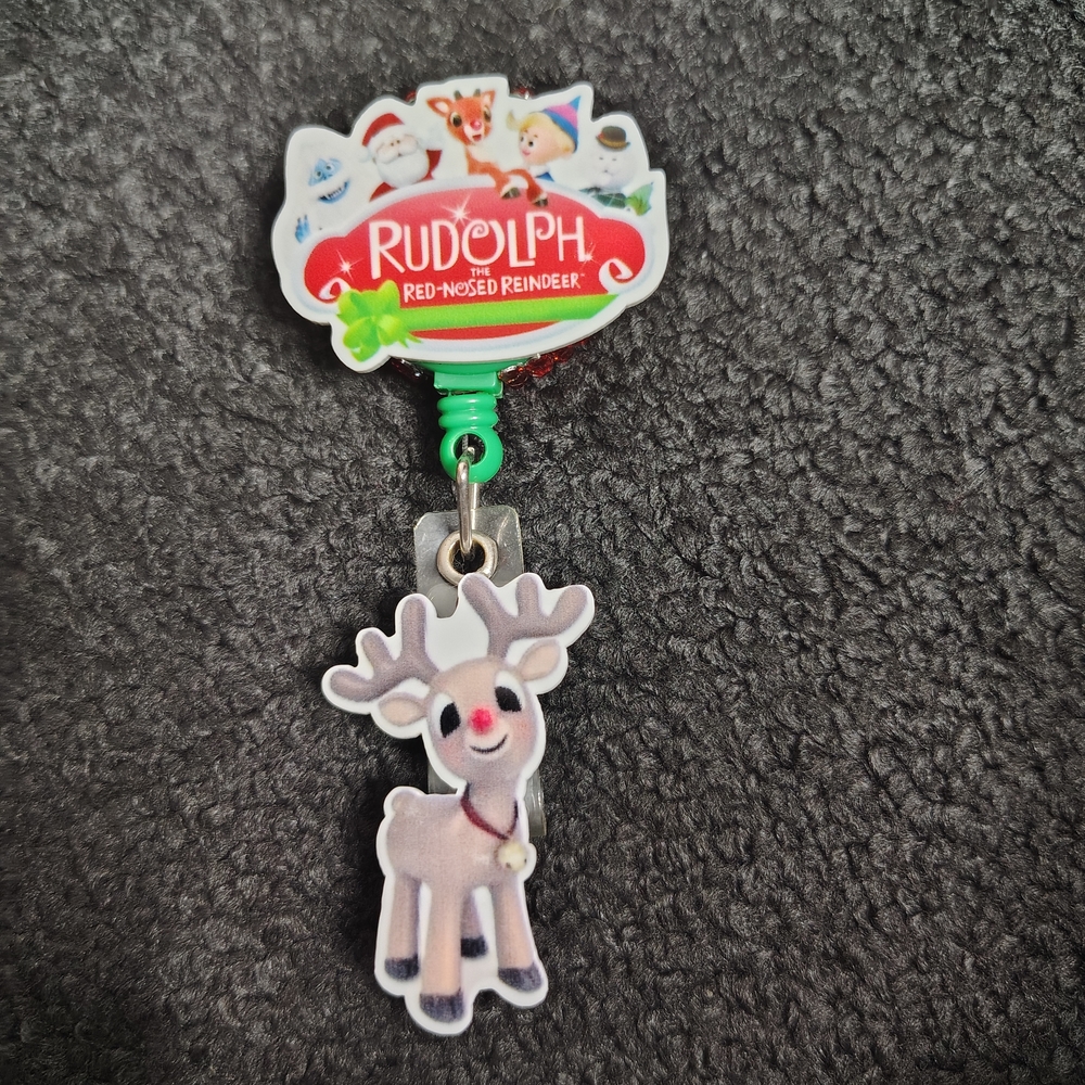 Rudolph The Red Nose Reindeer Retractable Badge Reel Christmas Work Id Id Holder